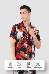 Red Tropical Printed Co-Ord Set – Stylish Summer Wear