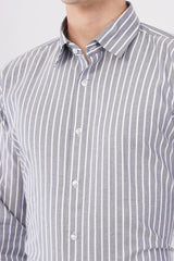 Classic Grey Striped Formal Shirt – Premium Office Wear - KakahuClassic Grey Striped Formal Shirt – Premium Office WearKakahuKakahu