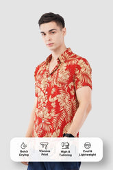 Coral Palm Leaf Print Button - Up Shirt – Tropical Casual Wear - KakahuCoral Palm Leaf Print Button - Up Shirt – Tropical Casual WearKakahuKakahu