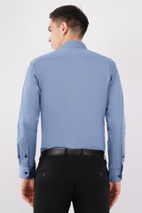 Mist Blue Classic Giza Satin Cotton Shirt – Premium Formal We - KakahuMist Blue Classic Giza Satin Cotton Shirt – Premium Formal WeKakahuKakahu