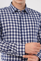 Navy Gingham Dress Shirt – Classic Checked Formal Wear - KakahuNavy Gingham Dress Shirt – Classic Checked Formal WearKakahuKakahu