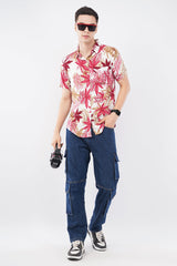 Pink Tropical Palm Print Short Sleeve Shirt – Vibrant Summer Casual - KakahuPink Tropical Palm Print Short Sleeve Shirt – Vibrant Summer CasualKakahuKakahu