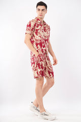 Red Tropical Palm Print Co - Ord Set – Stylish Vacation Wear - KakahuRed Tropical Palm Print Co - Ord Set – Stylish Vacation WearKakahuKakahu