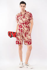 Red Tropical Palm Print Co - Ord Set – Stylish Vacation Wear - KakahuRed Tropical Palm Print Co - Ord Set – Stylish Vacation WearKakahuKakahu