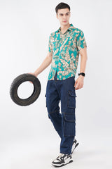 Teal Tropical Palm Print Short Sleeve Shirt – Fresh Summer Style - KakahuTeal Tropical Palm Print Short Sleeve Shirt – Fresh Summer StyleKakahuKakahu
