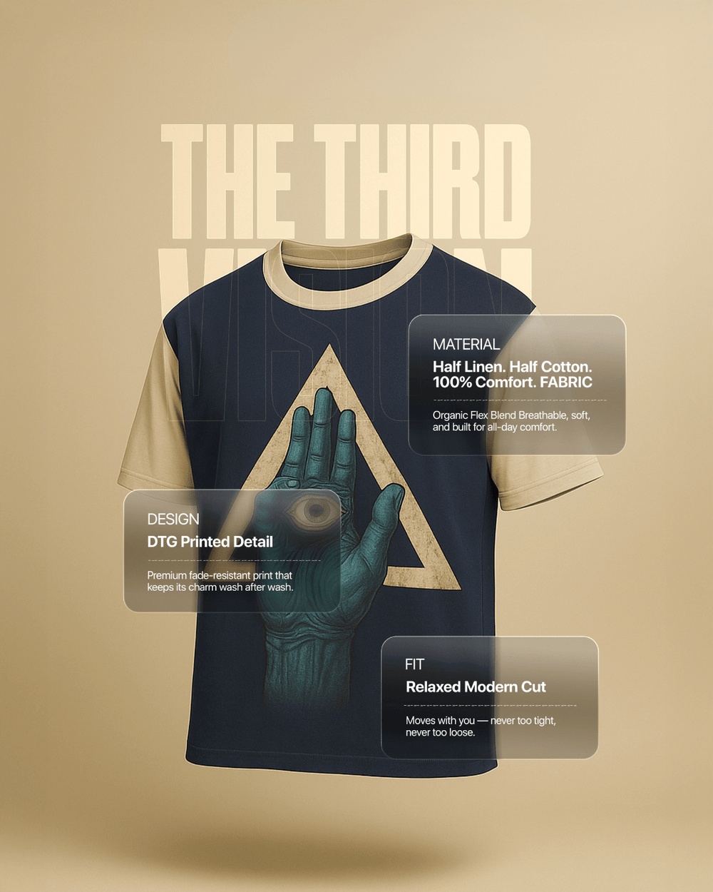 The Third Vision T-Shirt – Front Linen & Back Cotton - KakahuThe Third Vision T-Shirt – Front Linen & Back CottonKakahuKakahu