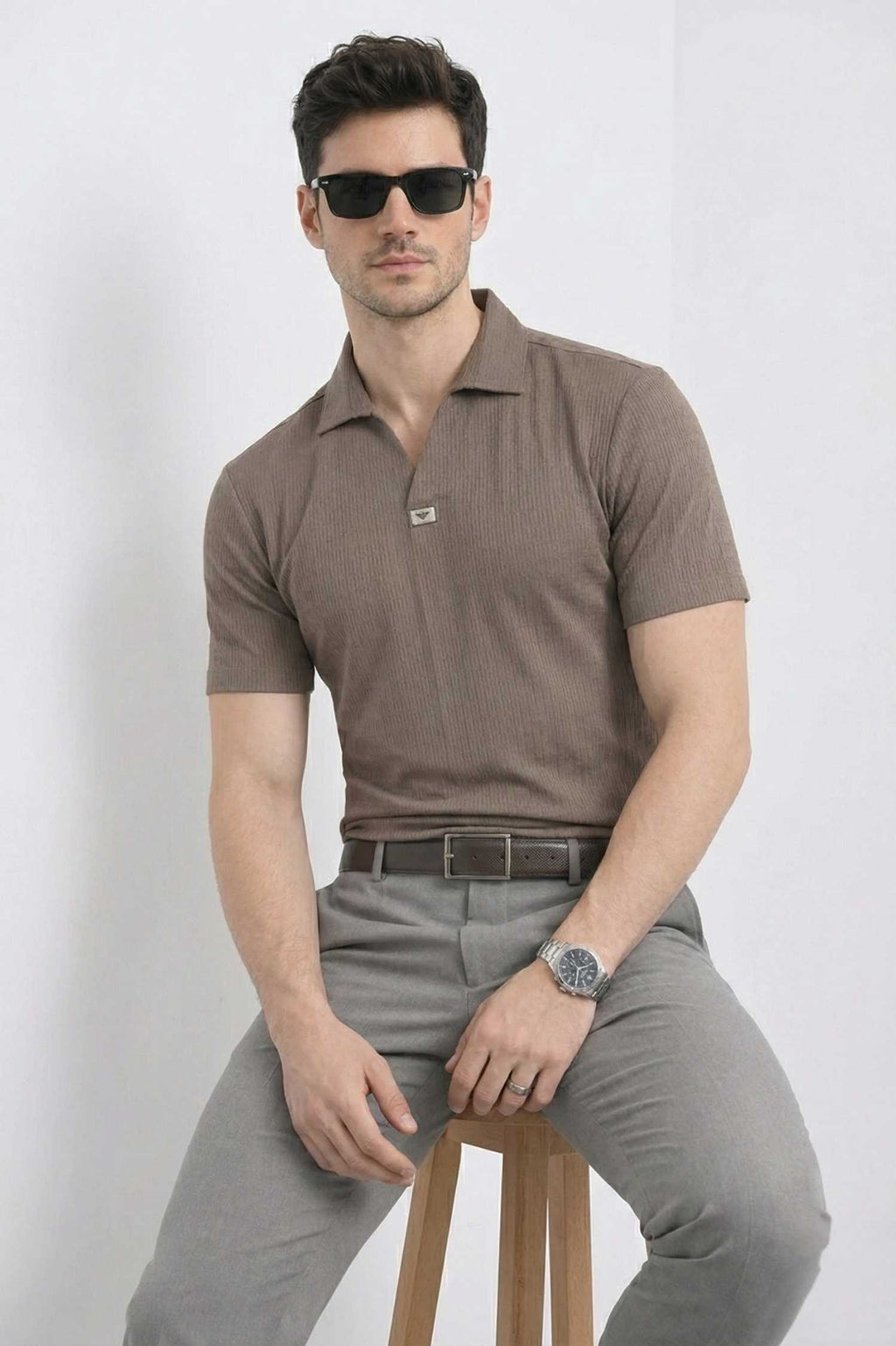 Taupe Prestige Brown Polo – Highest Breathable T-Shirt