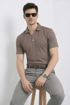 Taupe Prestige Brown Polo – Highest Breathable T-Shirt