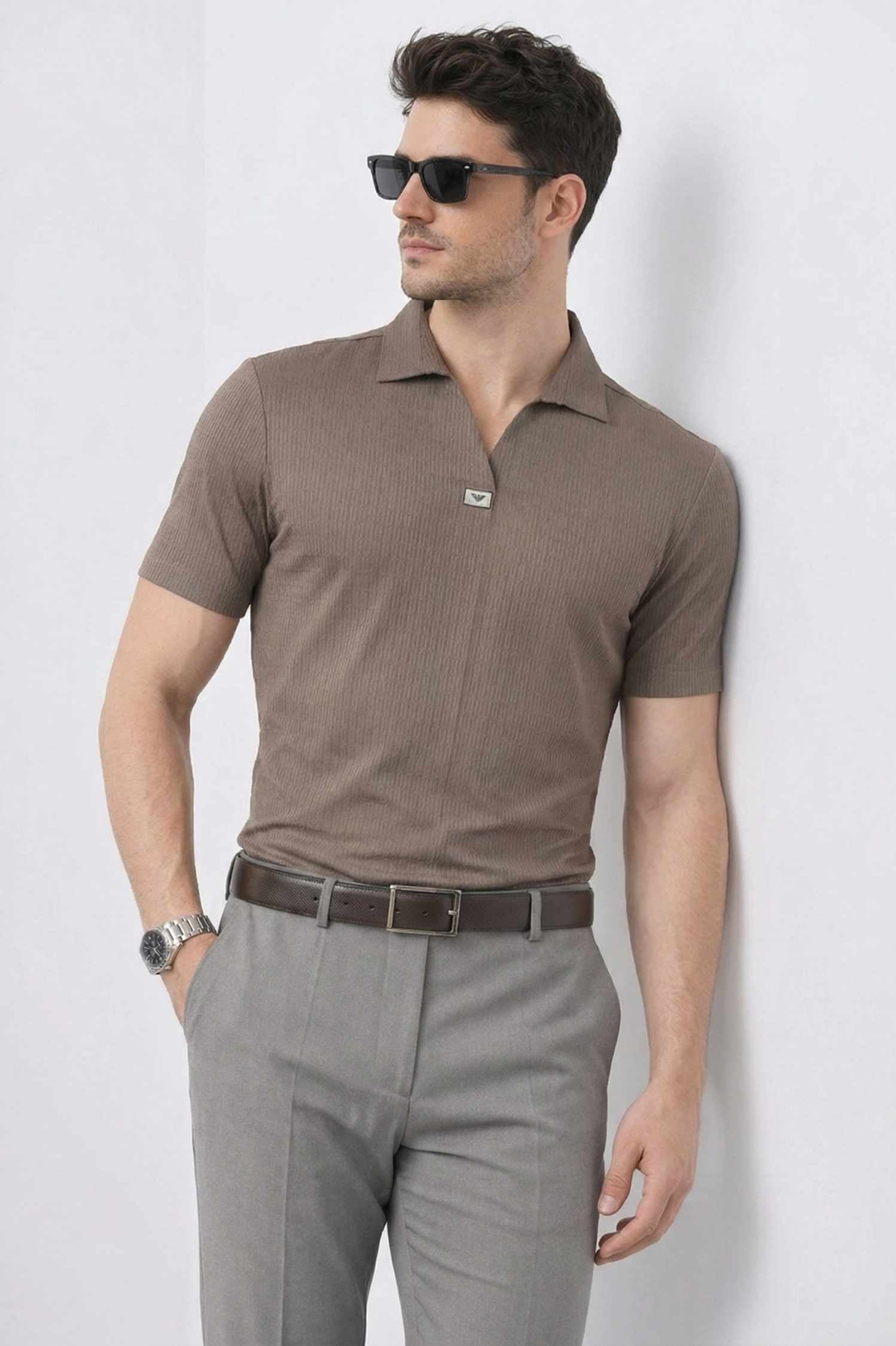 Taupe Prestige Brown Polo – Highest Breathable T-Shirt
