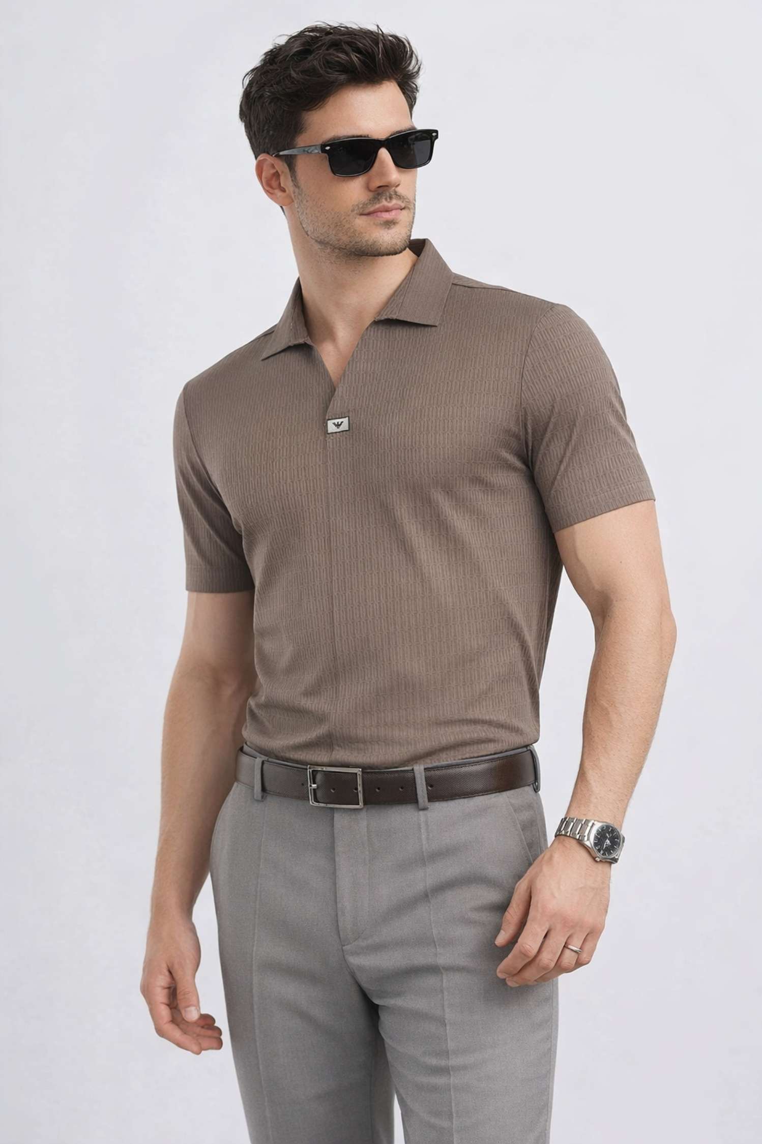 Taupe Prestige Brown Polo – Highest Breathable T-Shirt