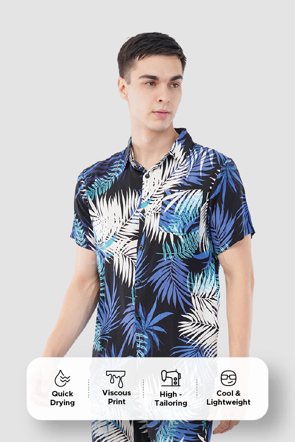 Ocean Blue Tropical Co-Ord Set – Premium Vacation Wear