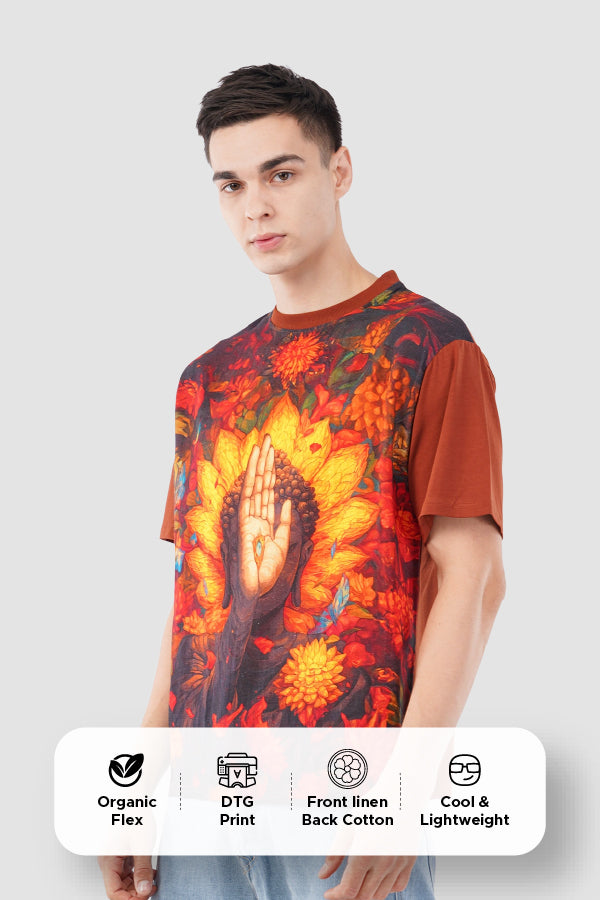 Aura Rise Printed T-Shirt – Front Linen & Back Cotton