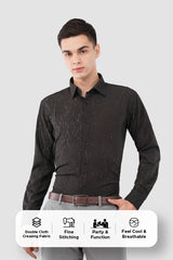 Imported Creasing Charcoal Black Fracture Shirt – Premium Modern Wear