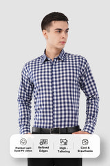 Navy Gingham Dress Shirt – Classic Checked Formal Wear