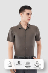 Stitchless Charcoal Brown Professional Shirt – Seamless Office Wear