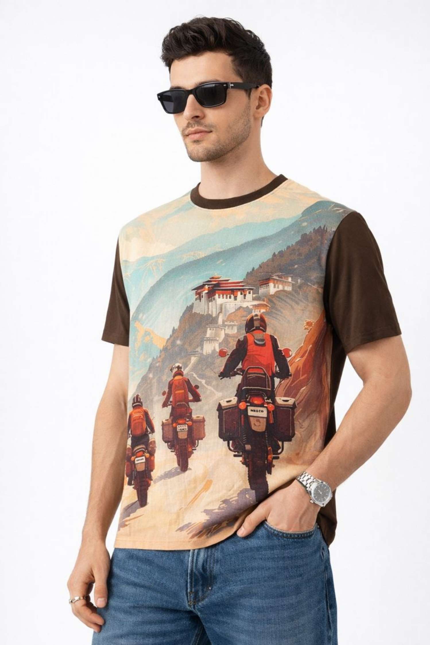 Soul Riders Printed T-Shirt – Front Linen & Back Cotton | Kakahu