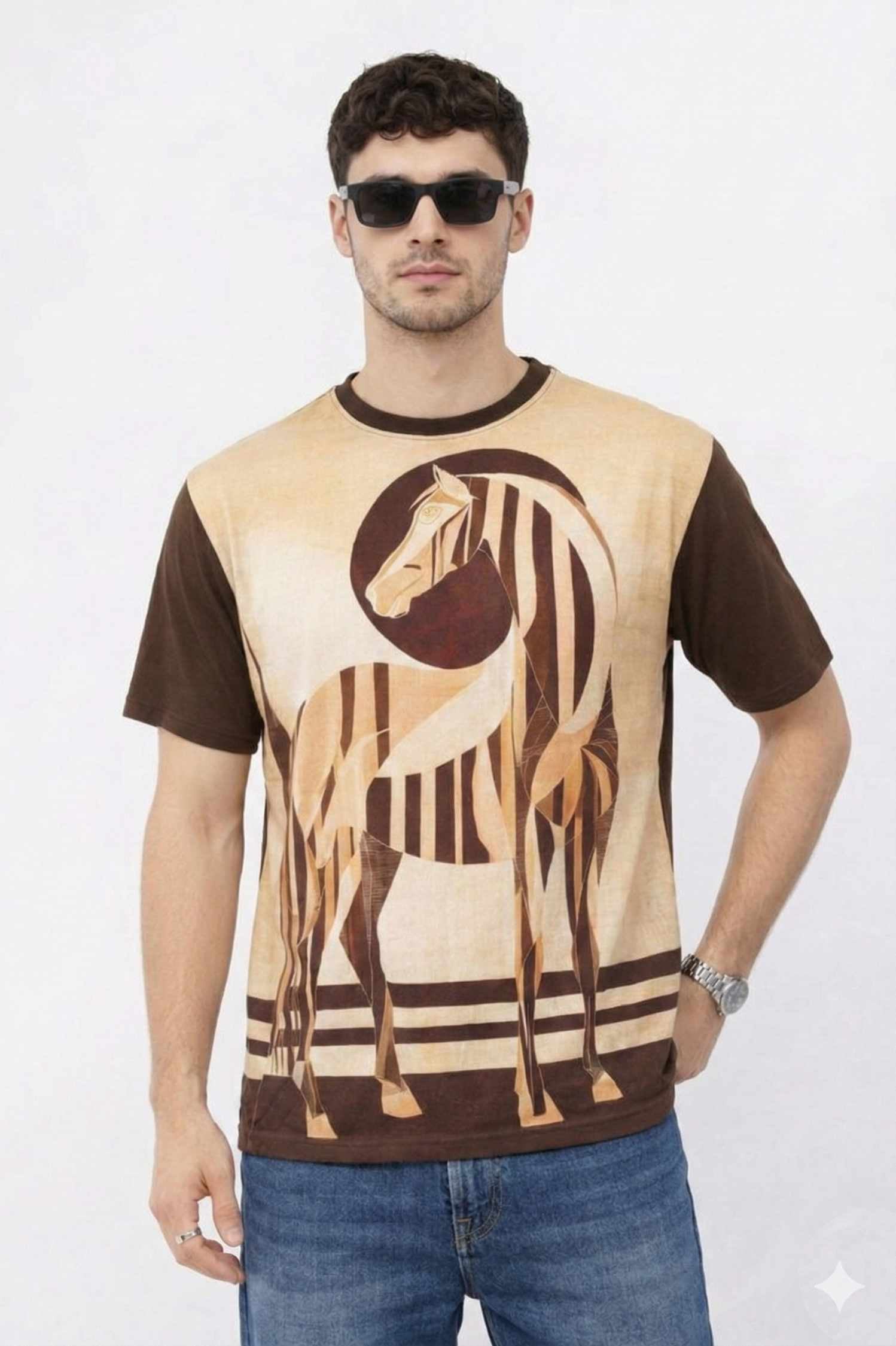 Wild Harmony Printed T-Shirt – Front Linen & Back Cotton