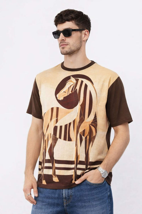 Wild Harmony Printed T-Shirt – Front Linen & Back Cotton