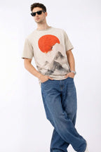 The Dawn Rise Printed T-Shirt – Front Linen & Back Cotton