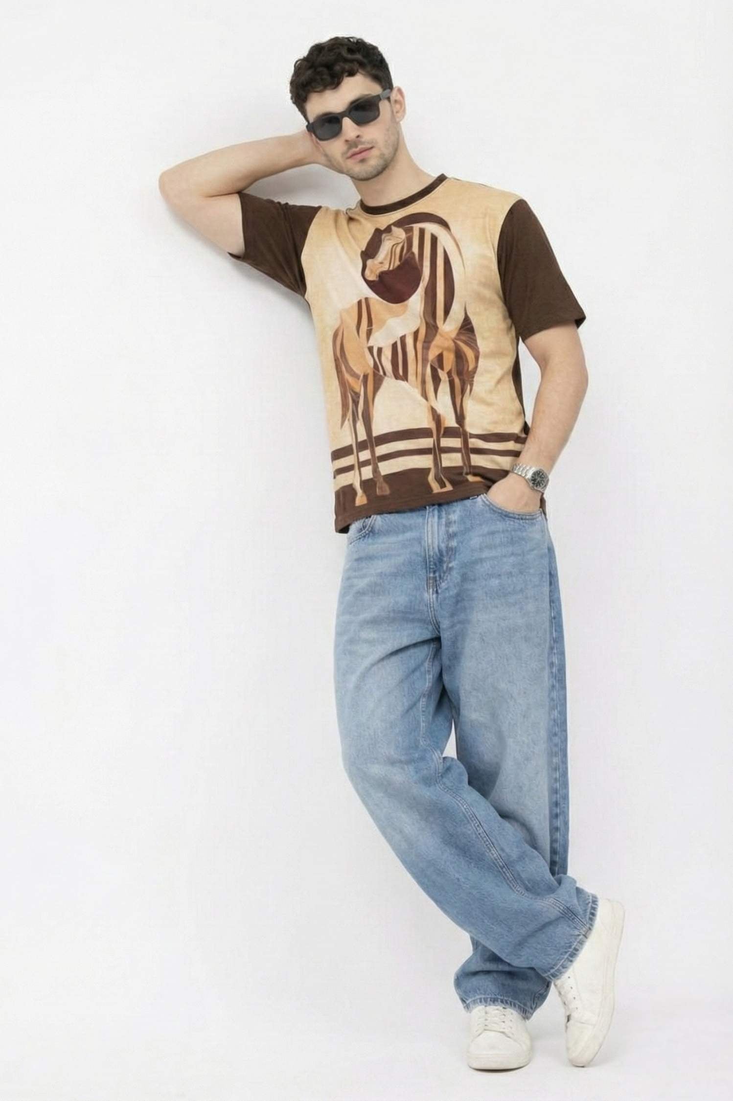 Wild Harmony Printed T-Shirt – Front Linen & Back Cotton