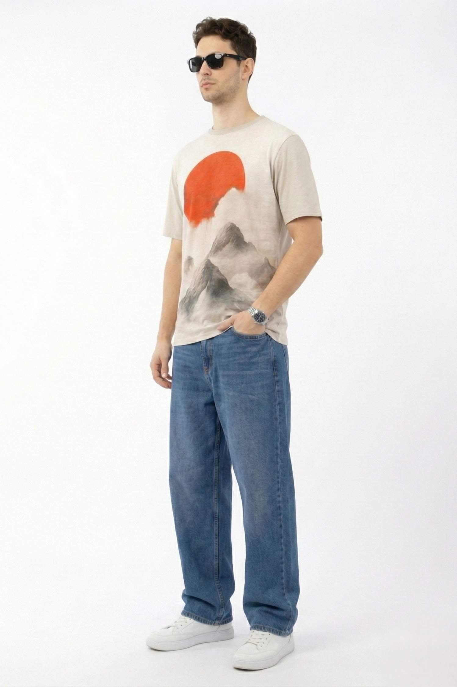 The Dawn Rise Printed T-Shirt – Front Linen & Back Cotton