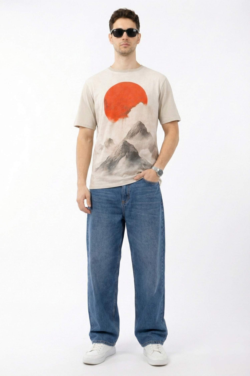 The Dawn Rise Printed T-Shirt – Front Linen & Back Cotton
