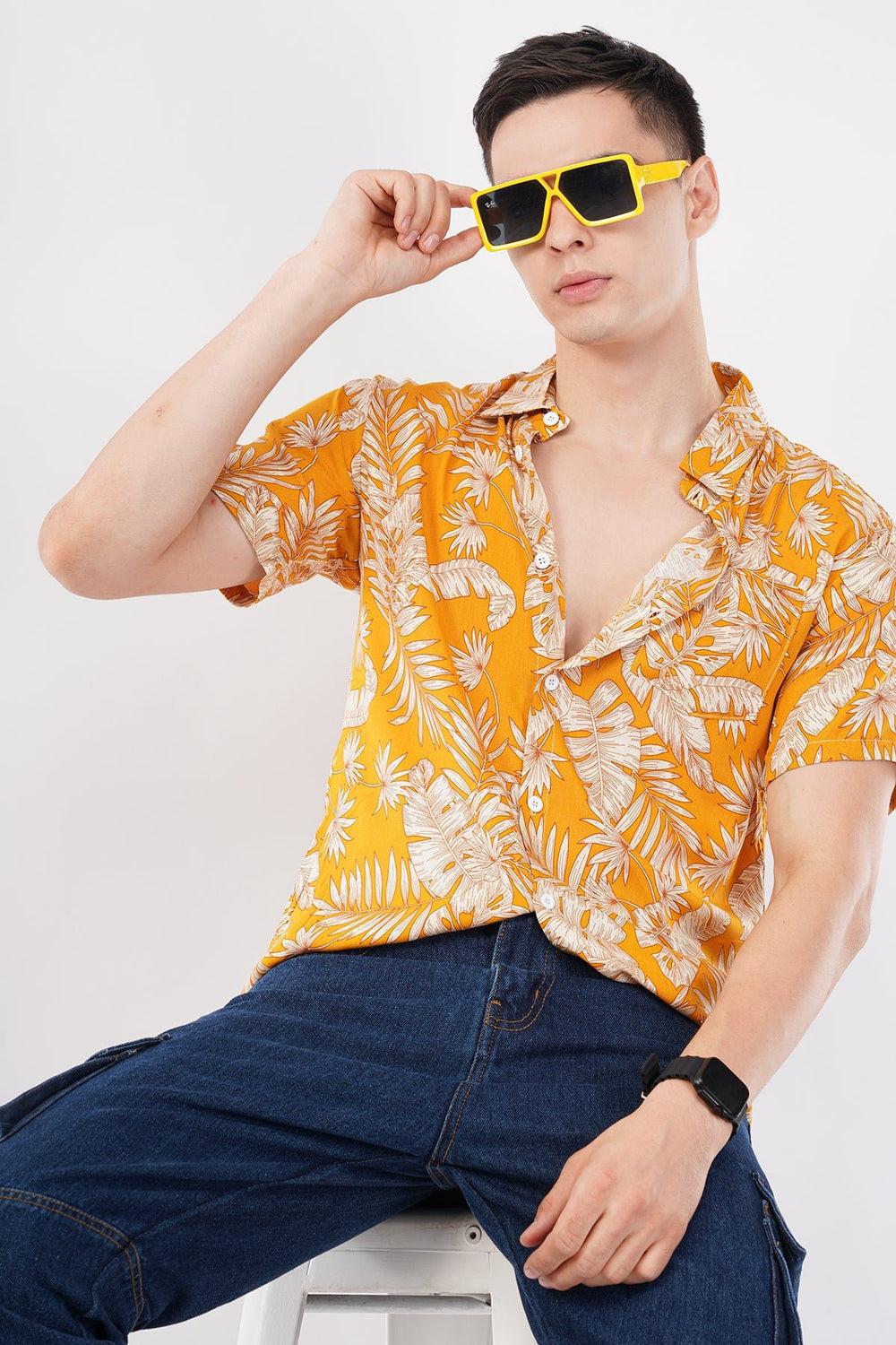 Amber Tropical Print Casual Shirt – Vibrant Resort Wear - KakahuAmber Tropical Print Casual Shirt – Vibrant Resort WearKakahuKakahu
