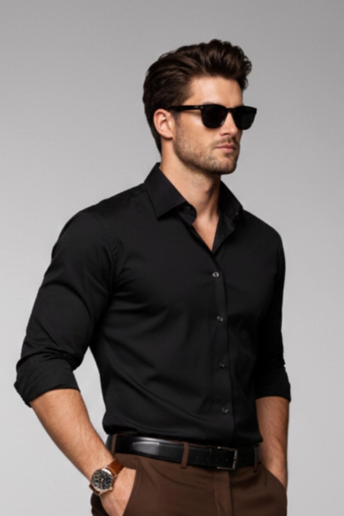 Black Giza Satin Cotton Shirt – Premium Luxury Wear - KakahuBlack Giza Satin Cotton Shirt – Premium Luxury WearKakahuKakahu