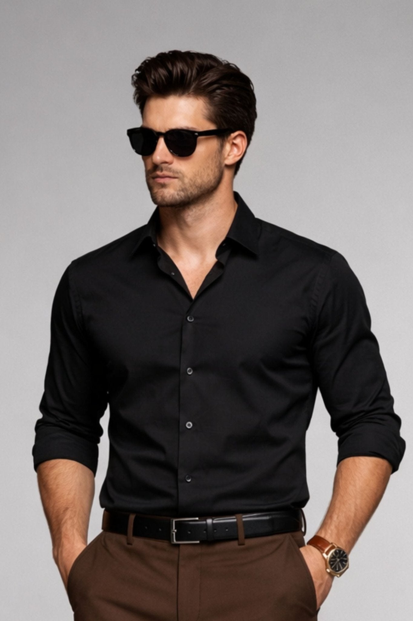 Black Giza Satin Cotton Shirt – Premium Luxury Wear - KakahuBlack Giza Satin Cotton Shirt – Premium Luxury WearKakahuKakahu