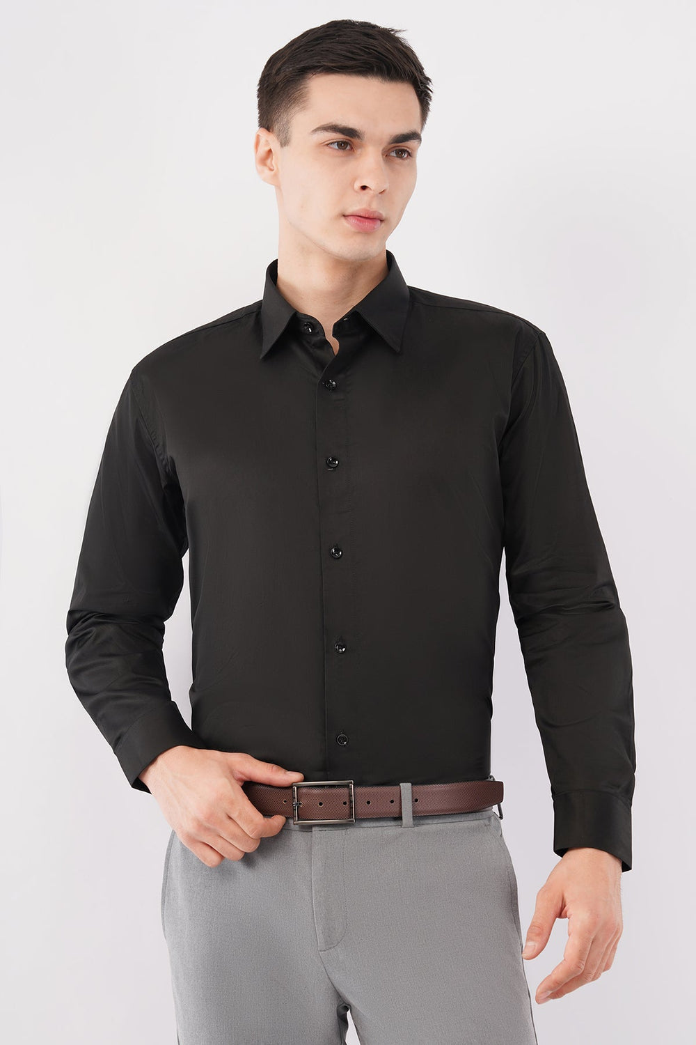 Black Giza Satin Cotton Shirt – Premium Luxury Wear - KakahuBlack Giza Satin Cotton Shirt – Premium Luxury WearKakahuKakahu