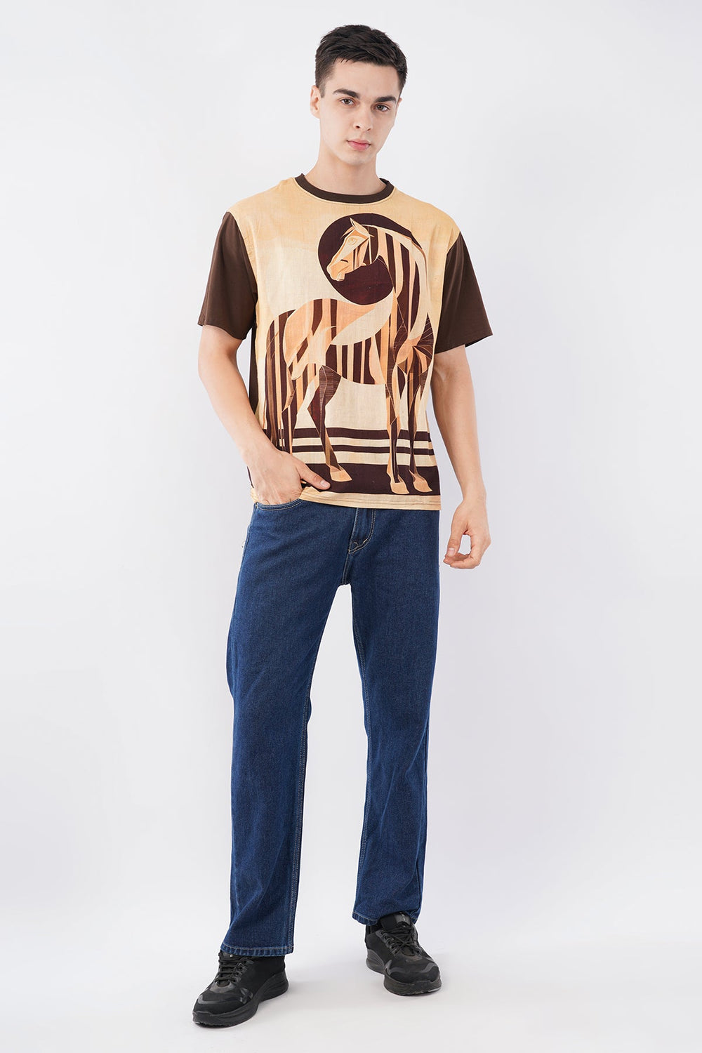 Brown & Beige DTG Printed Organic Flex T-Shirt – Sustainable Everyday Wear - KakahuBrown & Beige DTG Printed Organic Flex T-Shirt – Sustainable Everyday WearKakahuKakahu