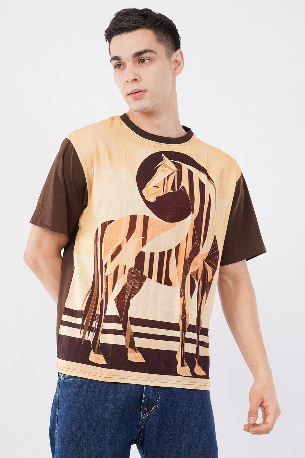 Brown & Beige DTG Printed Organic Flex T-Shirt – Sustainable Everyday Wear - KakahuBrown & Beige DTG Printed Organic Flex T-Shirt – Sustainable Everyday WearKakahuKakahu