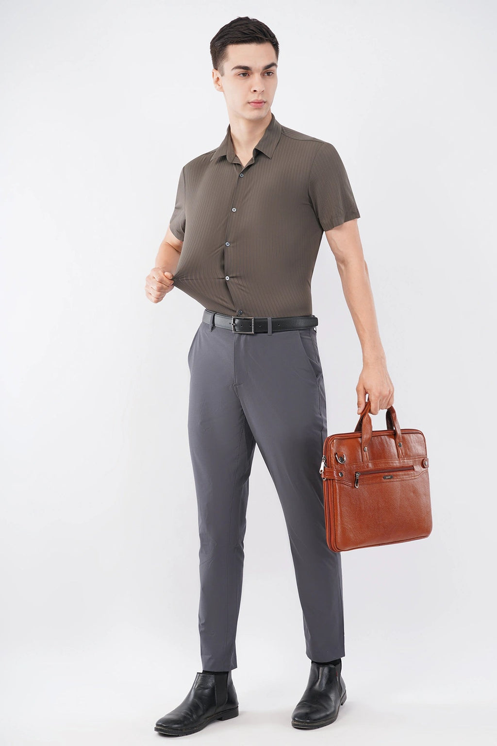 Charcoal Brown Stitchless Shirt – Seamless Men’s Wear - KakahuCharcoal Brown Stitchless Shirt – Seamless Men’s WearKakahuKakahu