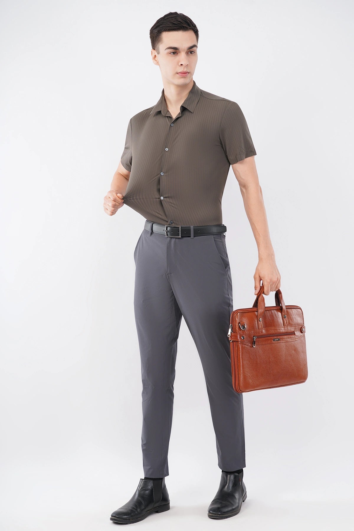 Charcoal Brown Stitchless Shirt – Seamless Men’s Wear - KakahuCharcoal Brown Stitchless Shirt – Seamless Men’s WearKakahuKakahu