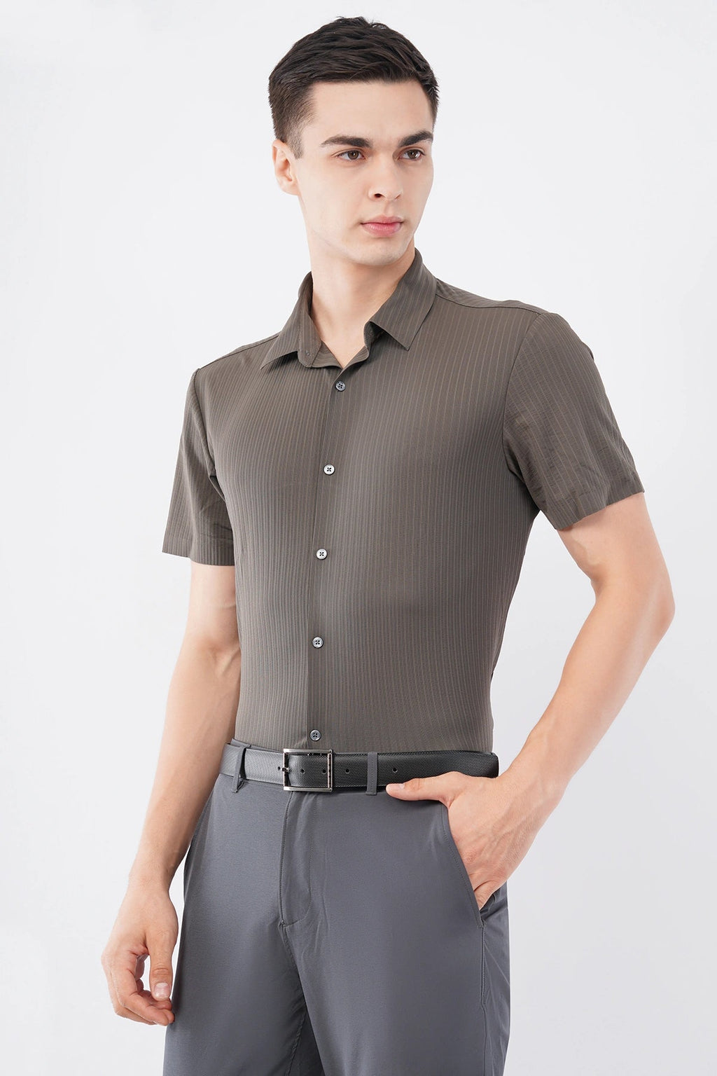 Charcoal Brown Stitchless Shirt – Seamless Men’s Wear - KakahuCharcoal Brown Stitchless Shirt – Seamless Men’s WearKakahuKakahu