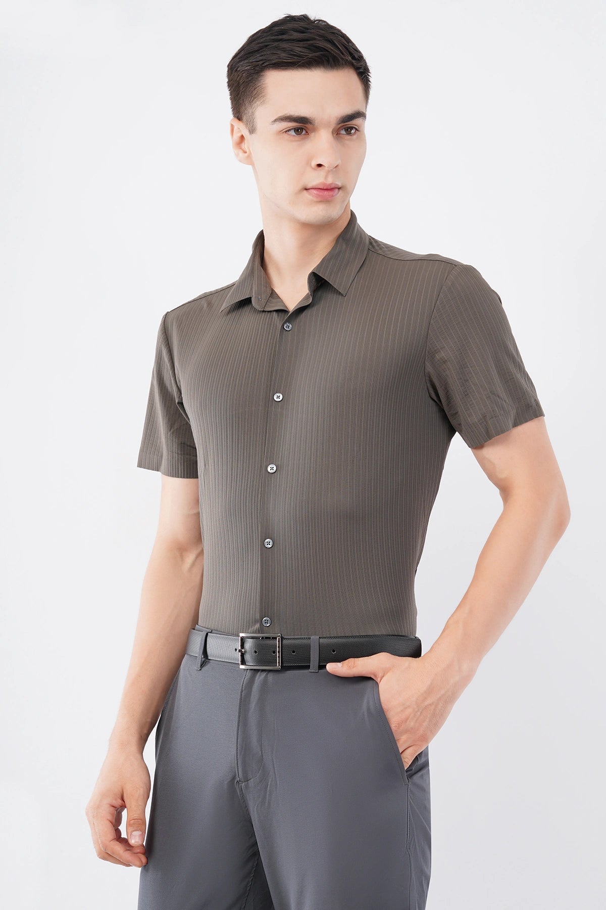 Charcoal Brown Stitchless Shirt – Seamless Men’s Wear - KakahuCharcoal Brown Stitchless Shirt – Seamless Men’s WearKakahuKakahu
