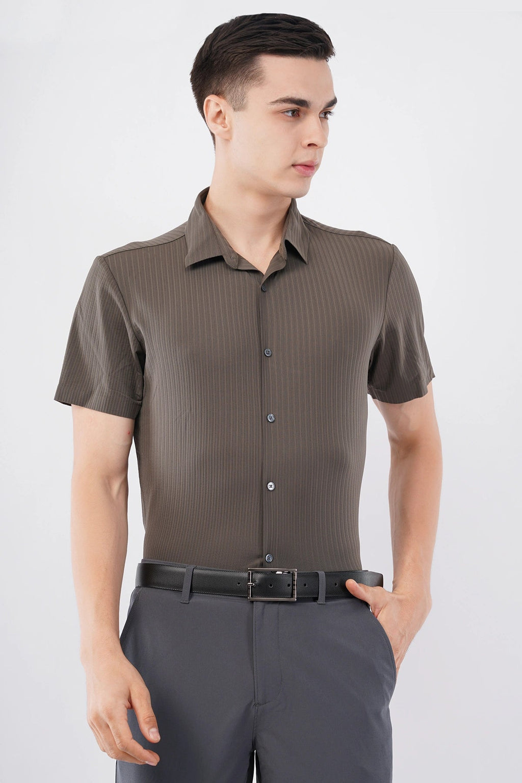 Charcoal Brown Stitchless Shirt – Seamless Men’s Wear - KakahuCharcoal Brown Stitchless Shirt – Seamless Men’s WearKakahuKakahu