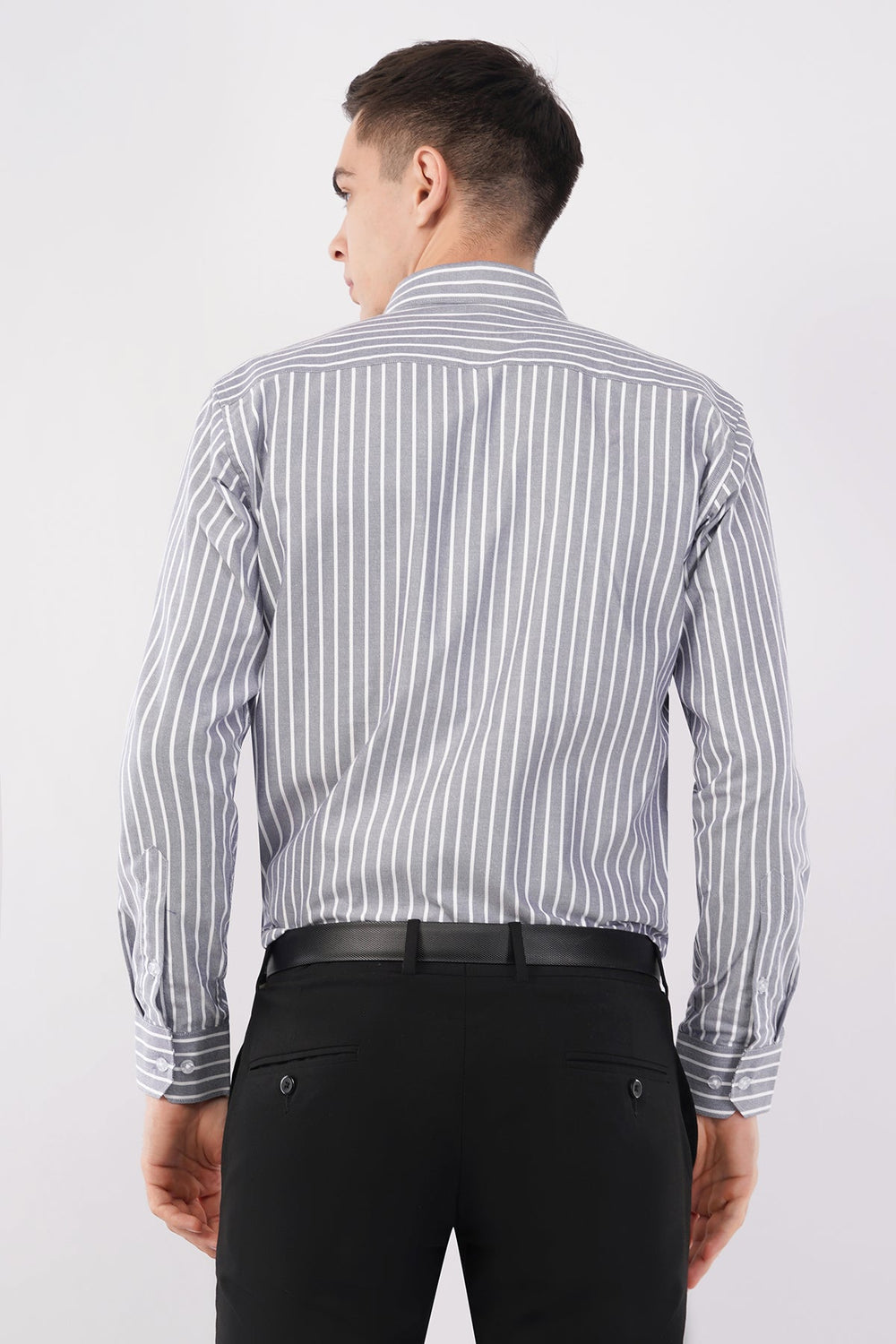 Classic Grey Striped Formal Shirt – Premium Office Wear - KakahuClassic Grey Striped Formal Shirt – Premium Office WearKakahuKakahu