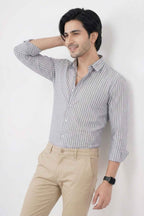 Classic Grey Striped Formal Shirt – Premium Office Wear - KakahuClassic Grey Striped Formal Shirt – Premium Office WearKakahuKakahu