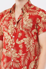 Coral Palm Leaf Print Button - Up Shirt – Tropical Casual Wear - KakahuCoral Palm Leaf Print Button - Up Shirt – Tropical Casual WearKakahuKakahu