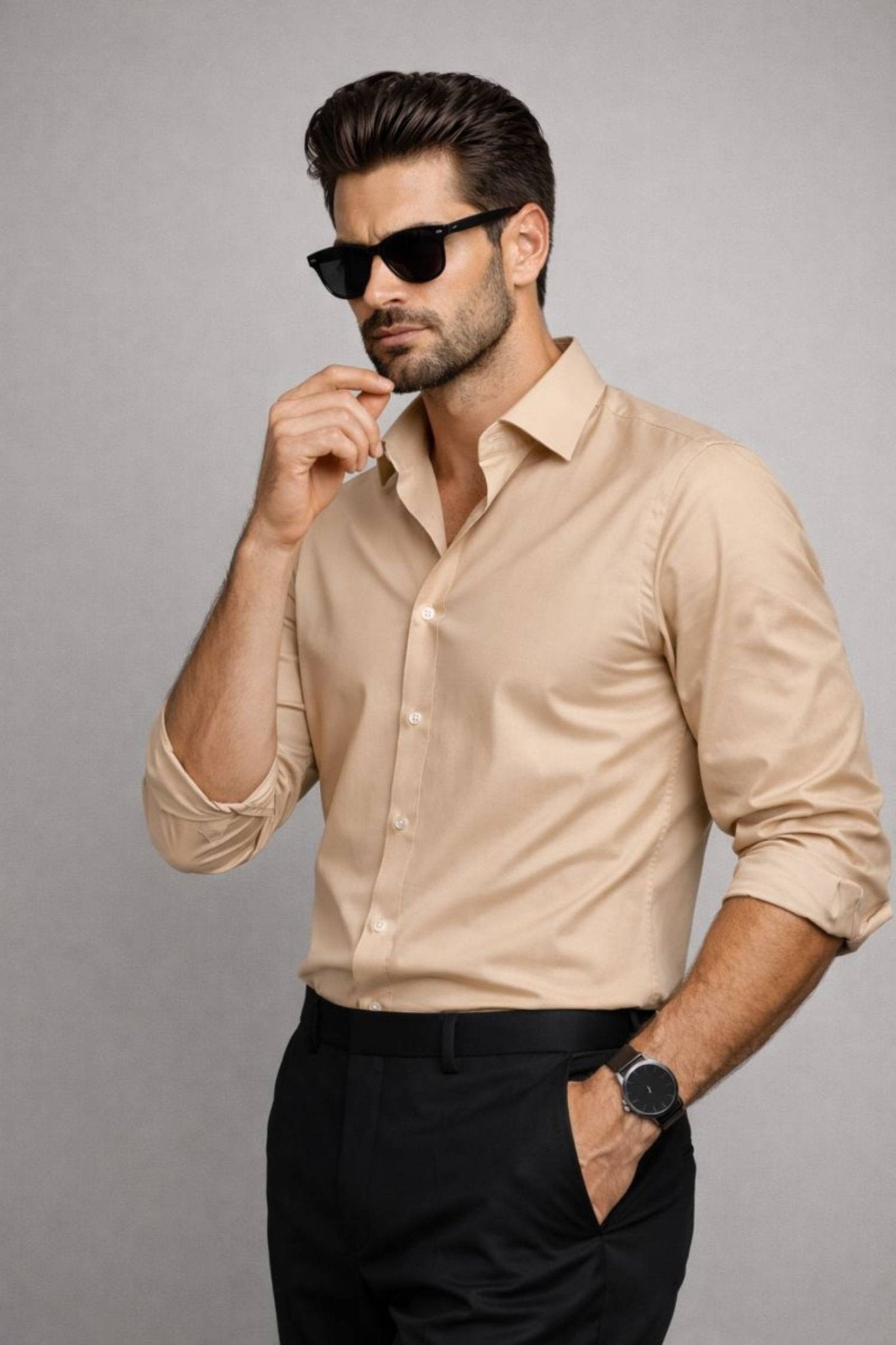 Desert Beige Giza Cotton Shirt – Premium Formal Wear - KakahuDesert Beige Giza Cotton Shirt – Premium Formal WearKakahuKakahu