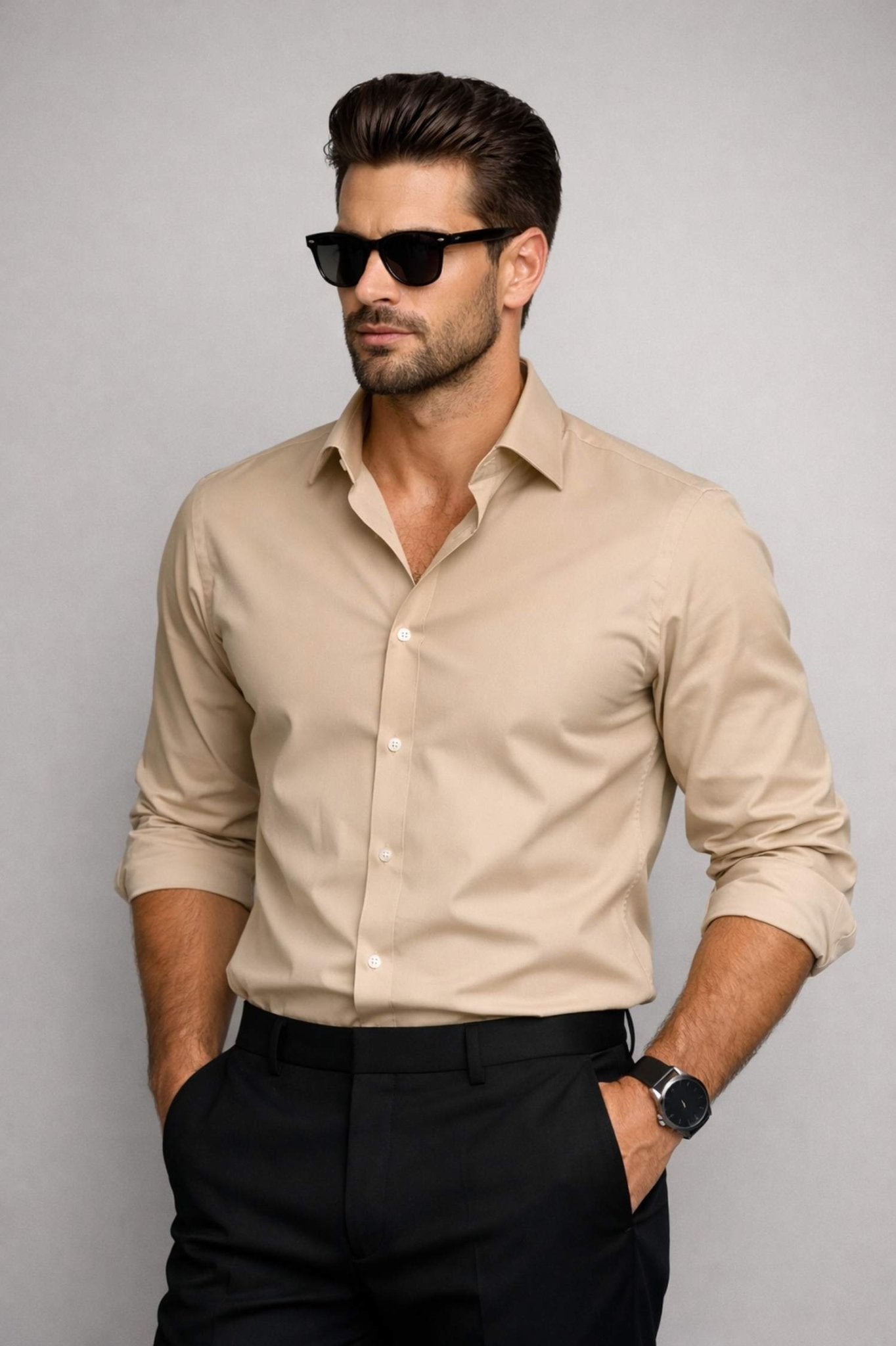 Desert Beige Giza Cotton Shirt – Premium Formal Wear - KakahuDesert Beige Giza Cotton Shirt – Premium Formal WearKakahuKakahu