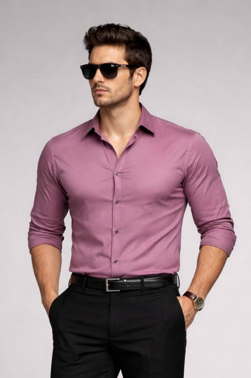 Dusty Rose Giza Cotton Satin Shirt – Luxury Formal Wear