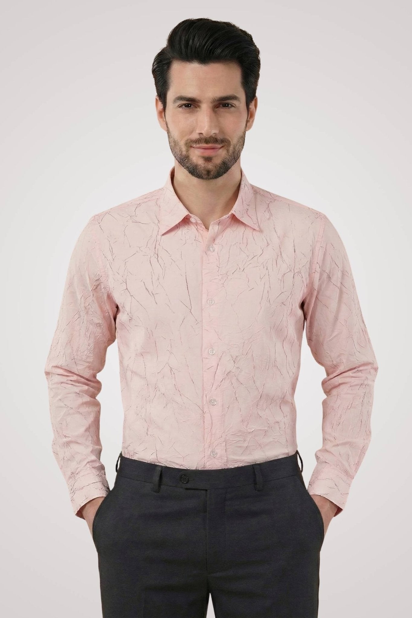 Imported Creasing Blush Pink Crinkle Shirt – Premium Textured Wear - KakahuImported Creasing Blush Pink Crinkle Shirt – Premium Textured WearKakahuKakahu