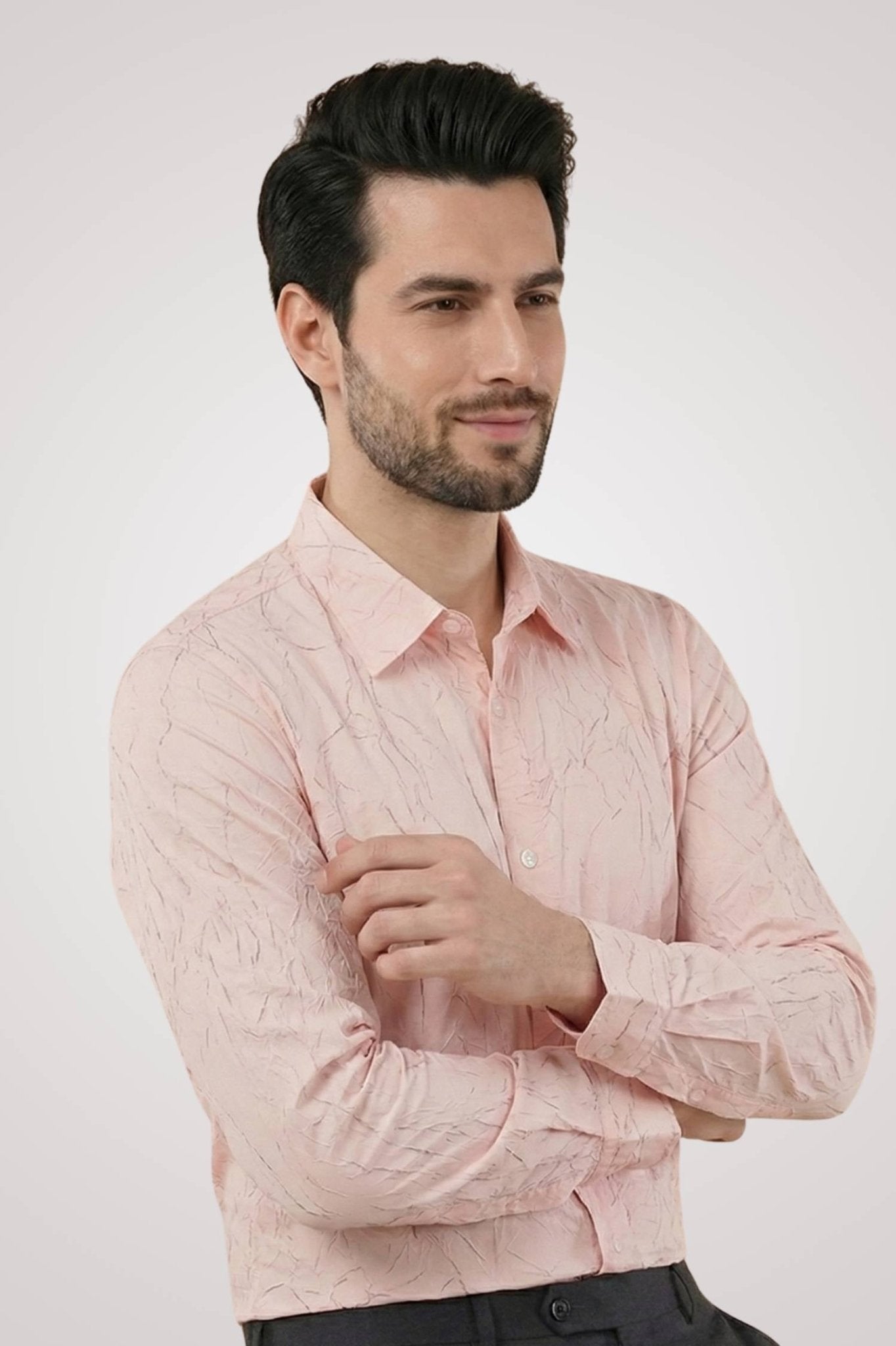 Imported Creasing Blush Pink Crinkle Shirt – Premium Textured Wear - KakahuImported Creasing Blush Pink Crinkle Shirt – Premium Textured WearKakahuKakahu
