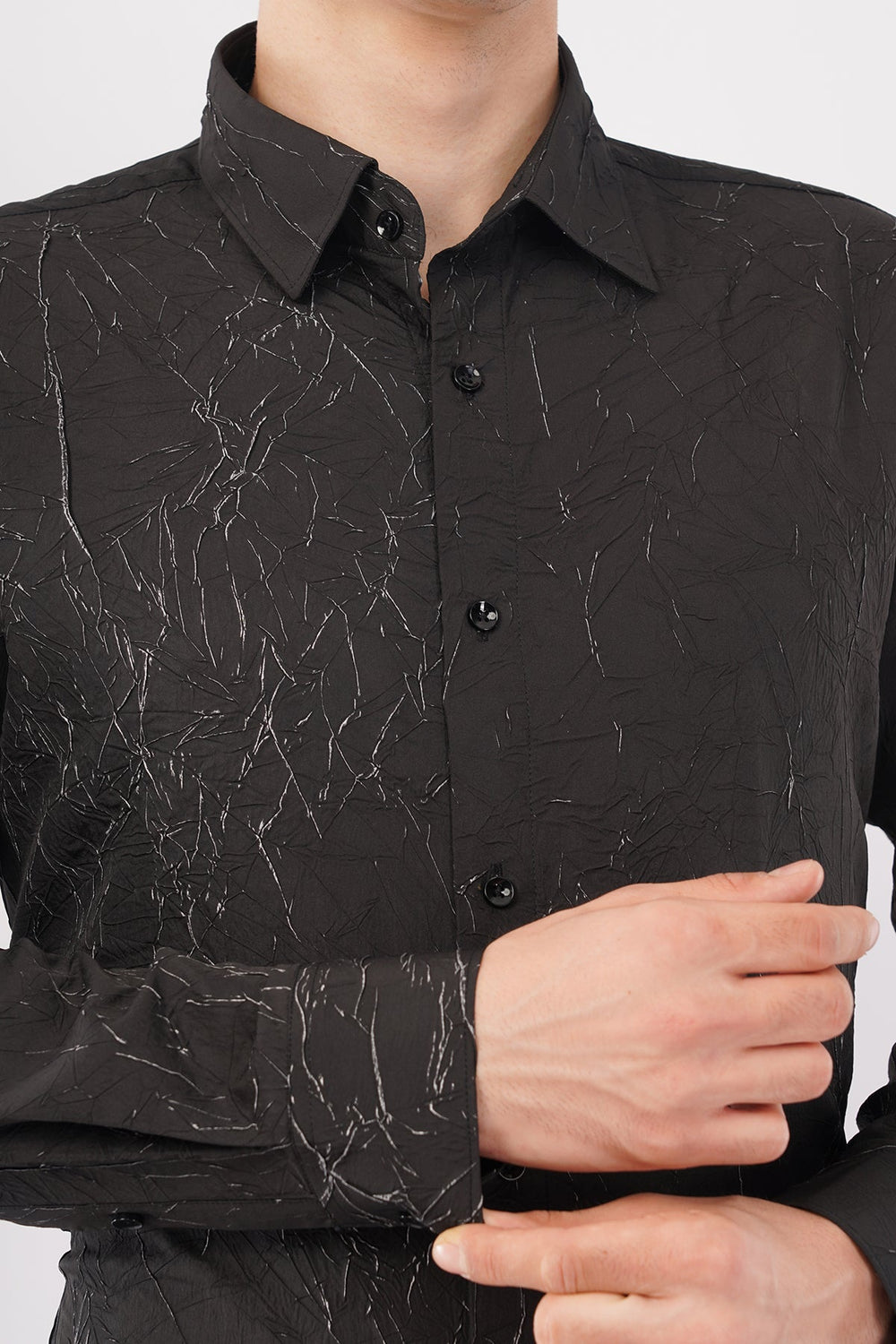 Imported Creasing Charcoal Black Fracture Shirt – Premium Modern Wear - KakahuImported Creasing Charcoal Black Fracture Shirt – Premium Modern WearKakahuKakahu