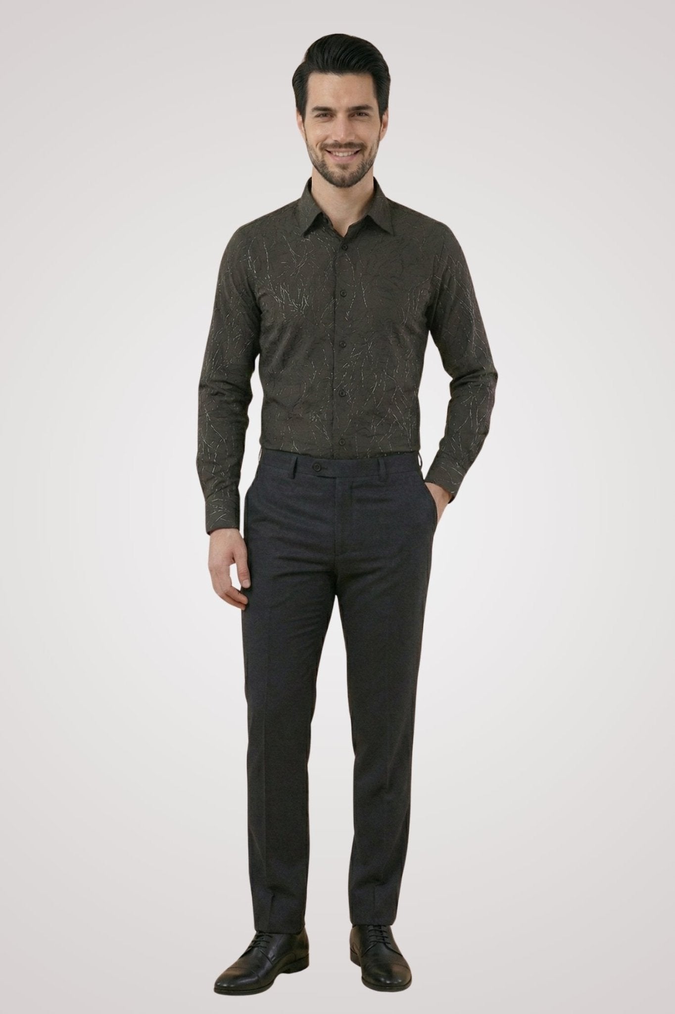 Imported Creasing Charcoal Black Fracture Shirt – Premium Modern Wear - KakahuImported Creasing Charcoal Black Fracture Shirt – Premium Modern WearKakahuKakahu