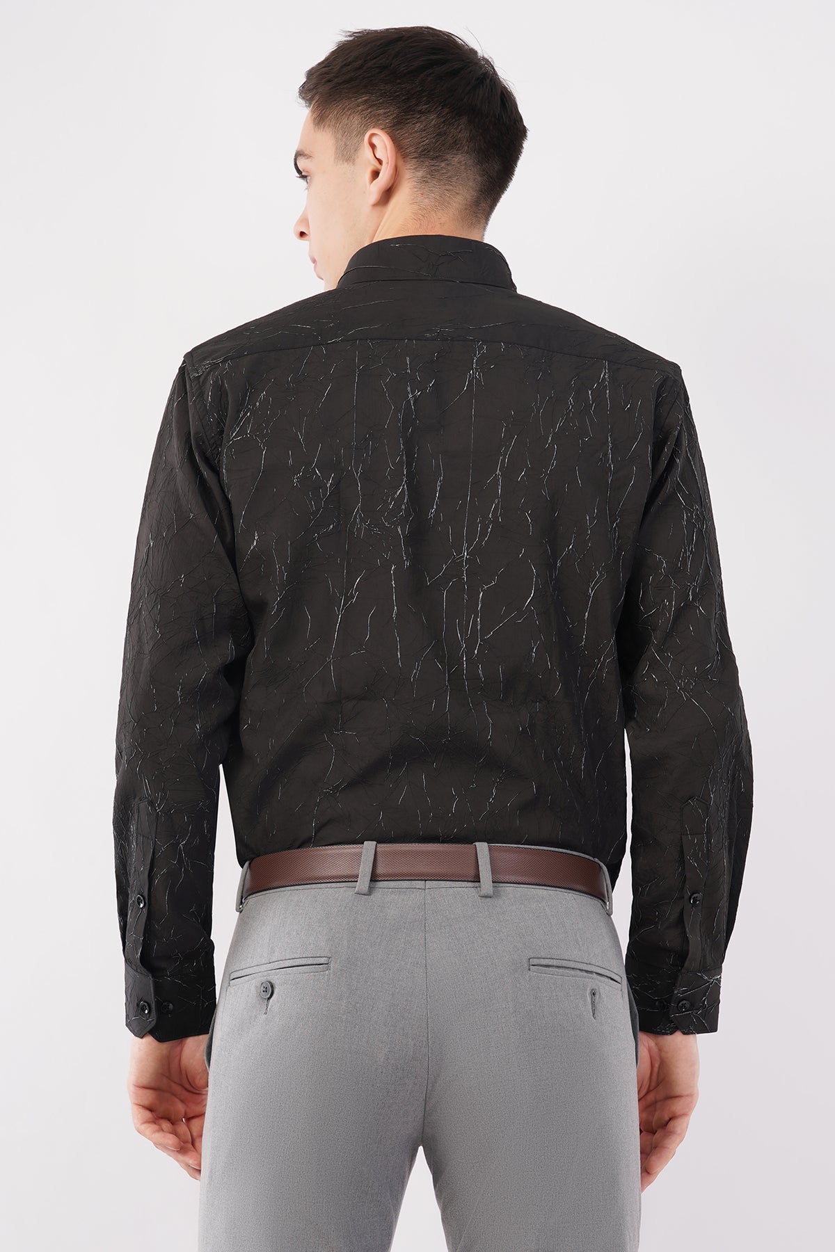 Imported Creasing Charcoal Black Fracture Shirt – Premium Modern Wear - KakahuImported Creasing Charcoal Black Fracture Shirt – Premium Modern WearKakahuKakahu