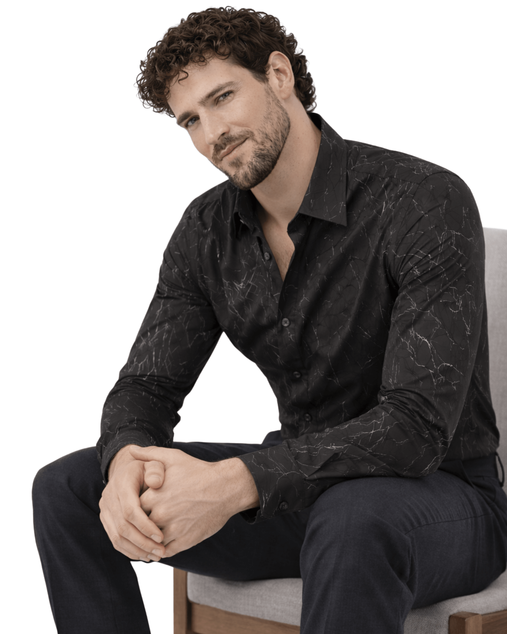 Imported Creasing Charcoal Black Fracture Shirt – Premium Modern Wear - KakahuImported Creasing Charcoal Black Fracture Shirt – Premium Modern WearKakahuKakahu