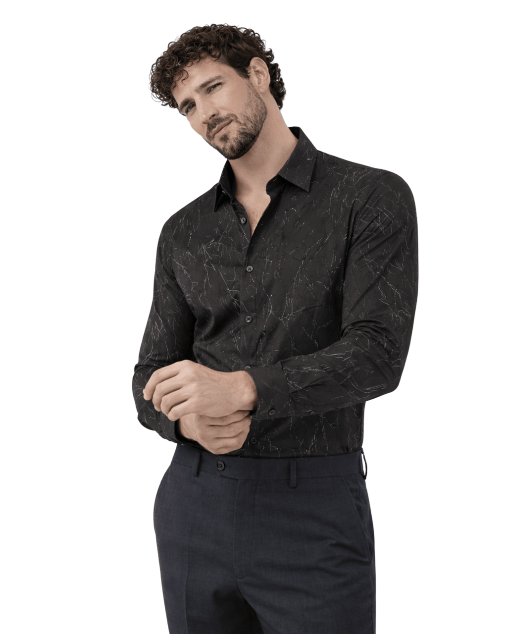 Imported Creasing Charcoal Black Fracture Shirt – Premium Modern Wear - KakahuImported Creasing Charcoal Black Fracture Shirt – Premium Modern WearKakahuKakahu